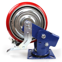 8 inch heavy duty spring loaded casters with brake